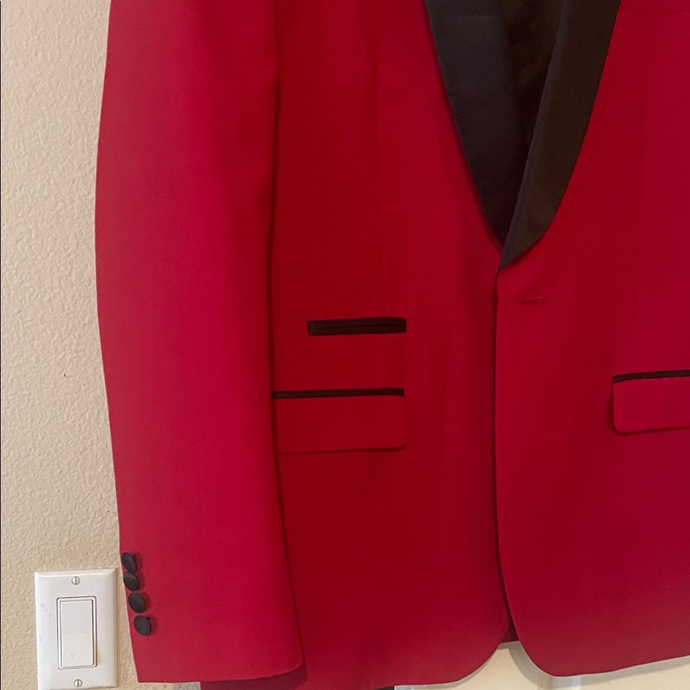 Kenneth Cole Red and Black Tuxedo Blazer - Picture 3 of 7